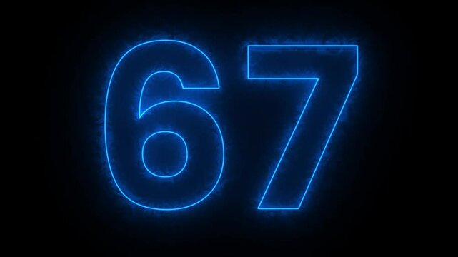 Neon number 67 animation, neon numbers