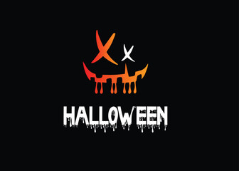 Scary Halloween pumpkin eyes at black background.