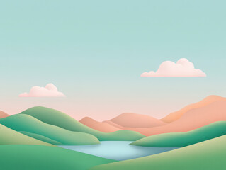 Serene Modern Landscape with Soft Colors and Calm Waters