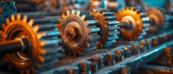 Close-up of industrial gears showcasing intricate machinery and engineering design.