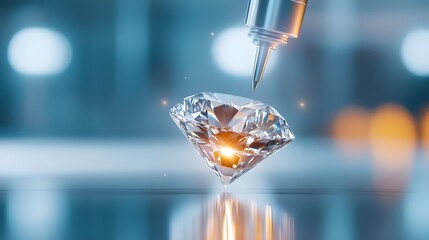 CVD diamond growth process with advanced machinery, where carbon atoms are meticulously deposited onto substrate to create flawless lab-grown diamonds, cutting-edge technology and precision