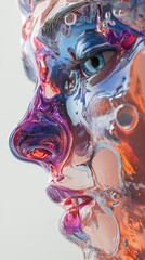 Abstract Portrait: Liquid Dreams - A Colorful Exploration of the Human Face