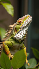 Fototapeta premium A lizard is standing on a wooden surface