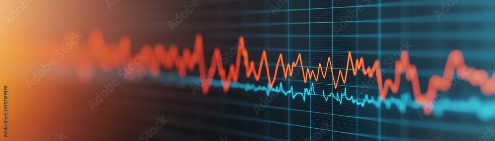 Aufkleber vibrant abstract visualization of a signal wave on a digital screen showcasing data trends with vivi