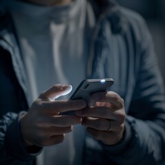 A man using his mobile phone.