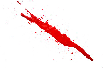 Blood splatters on white background. Red blots of watercolor Realistic bloody splatters for Halloween Drop of blood