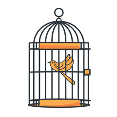 Birdcage with bird illustration