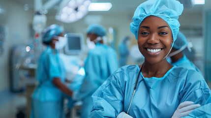 smiling african american female doctor in hospital interiors