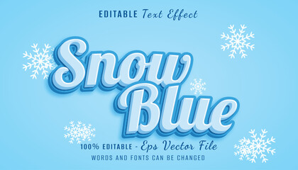snow blue 3d text effect design
