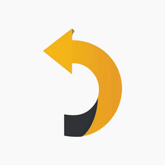 Yellow curved arrow icon