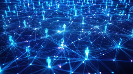 Obraz premium Global community connected by digital threads of social media in a high-tech web of communication