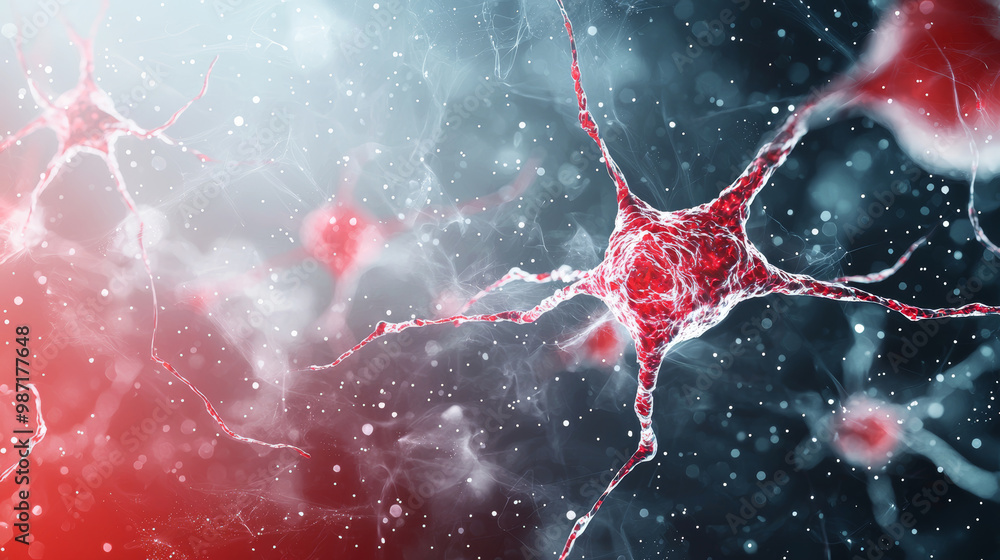 Canvas Prints neurons are depicted in vibrant abstract representation, showcasing intricate connections and blend 
