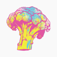 Colorful pop art broccoli illustration
