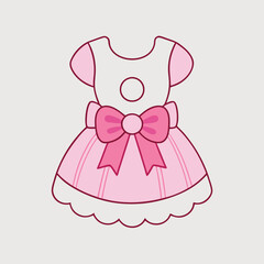 This adorable illustration features a cute baby girl dress design in a charming cartoon style, perfect for kids' fashion. Ideal for prints, apparel designs, and delightful decor.