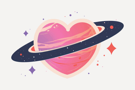 Heart planet with cosmic ring