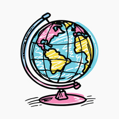 Colorful hand-drawn world globe