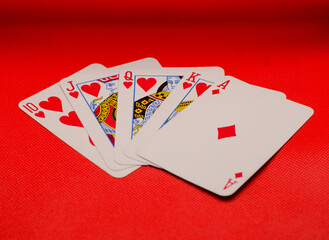 Royal flush on a background.