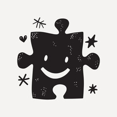 Happy puzzle piece illustration