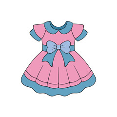 This adorable illustration features a cute baby girl dress design in a charming cartoon style, perfect for kids' fashion. Ideal for prints, apparel designs, and delightful decor.