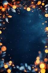 Fototapeta premium Festive Night Background with Lights and Leaves