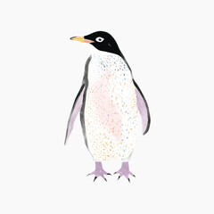 Cute watercolor penguin illustration