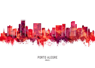 Obraz premium Porto Alegre Brazil Skyline Red
