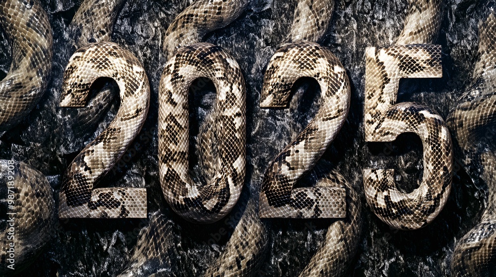 Canvas Prints The year 2025 is formed from a snake's skin.