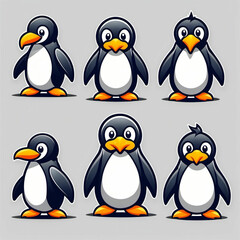 Obraz premium set of penguins isolated