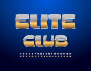Vector premium logo Elite Club. Exclusive Bold Font. Gold and Silver Alphabet Letters and Numbers set.