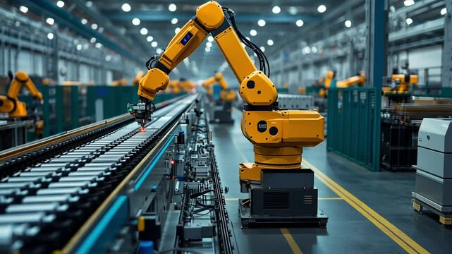 robot arm with conveyor line factor footage