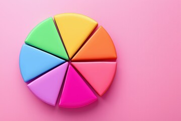 Fototapeta premium Colorful Pie Chart Segments on Pink Background