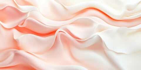 Fototapeta premium Delicate waves of soft fabric flow gracefully across the image. The gentle colors create a serene atmosphere. Perfect for fashion or interior design themes. AI