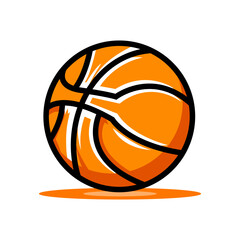 Simple Vector Logo Of The Basketball, Orange Ball With Black Lines Around It On White Background