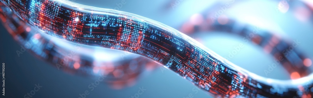 Poster illuminated cables transmit vast amounts of data in a technological landscape