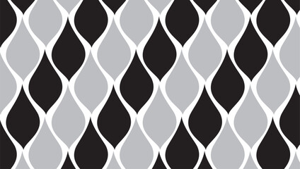 Seamless decorative geometric pattern of black and gray flower petal shapes. Perfect for printing, design backgrounds, wallpaper and tiles, gift wrapping