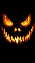 Naklejka premium Eerie Jack-o'-Lantern Candlelit Silhouette