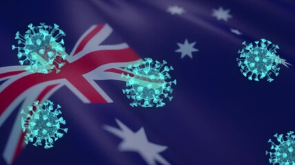 Australian Flag with Coronavirus Overlay - Motion Animation