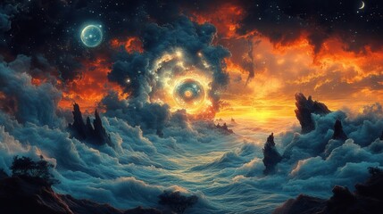 Mystical Sky Realm - Fantasy Landscape Art