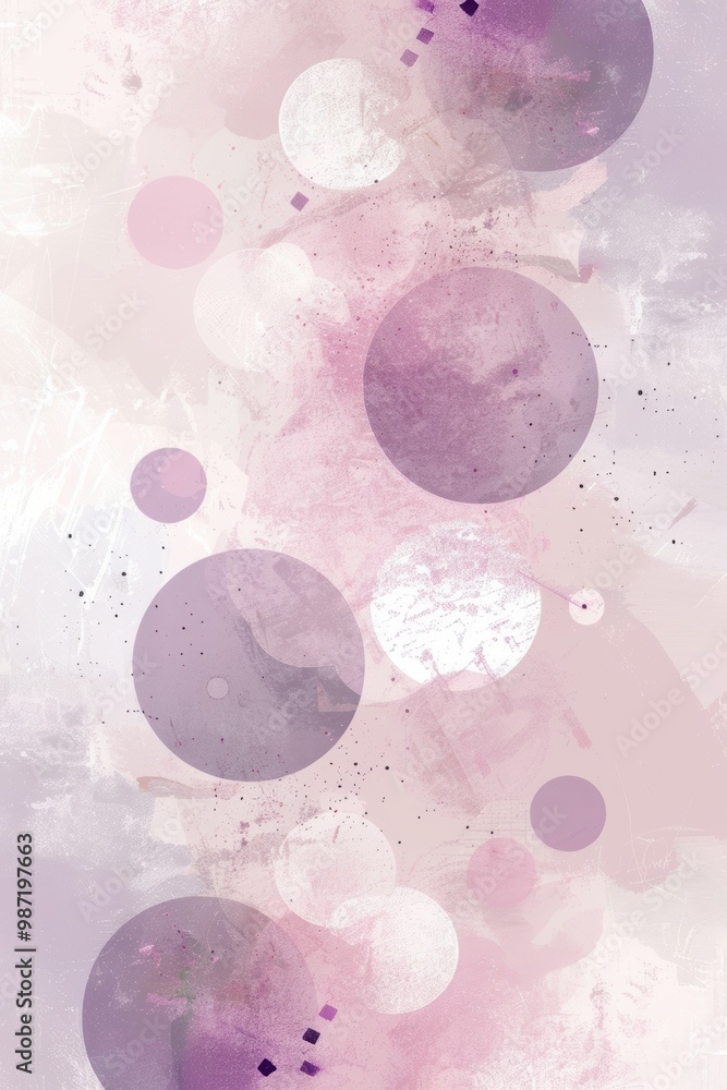 Poster minimalist abstract birthday background with pastel circles and confetti for print and design