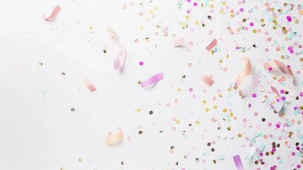 Elegant Pastel Birthday Background with Metallic Confetti for Invitations and Posters