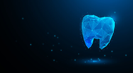 Tooth illustration. Dental health. Technology background. Denture. Dental implant. Technology graphic design background. Vector illustration. Vector Abstract technology circuit lines.