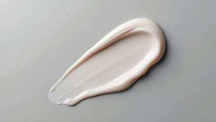 Heartshaped smear isolated on a grey background A 3D cosmetic product swatch mimicking facial cream sunblock gel or lotion perfect for representing SPF protection and summer skincare