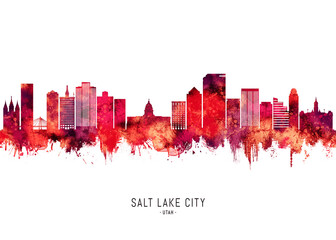 Fototapeta premium Salt Lake City Utah Skyline Red