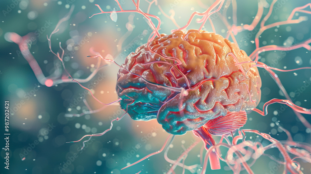 Poster mapping brain's neural connections