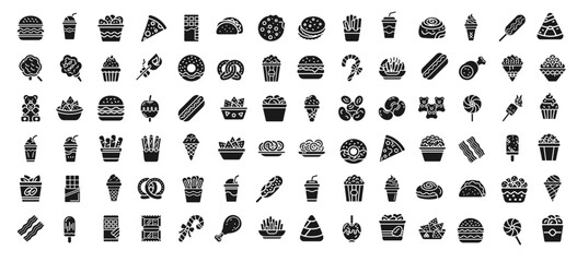 fast food glyph icon set