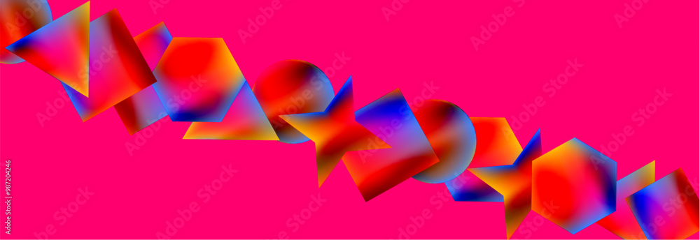 Poster neon color geometric shapes square triangle circle abstract background. vector illustration for wall