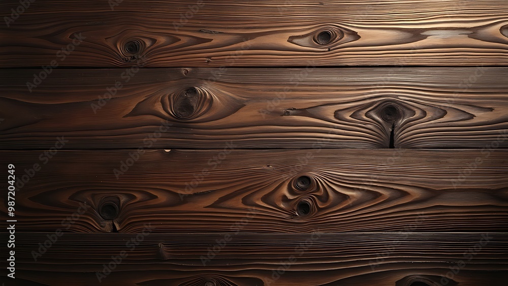 Wall mural A rich, dark wood grain background showcasing natural textures and patterns. The deep, earthy tones add warmth and elegance, perfect for rustic or modern design aesthetics.