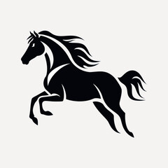Elegant black horse silhouette