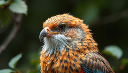 Fototapeta premium Orange and Black Feathered Bird on a Tree Branch