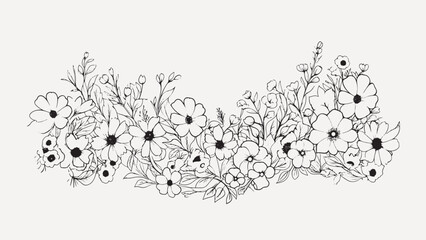 Flower border sketch pattern drawing.